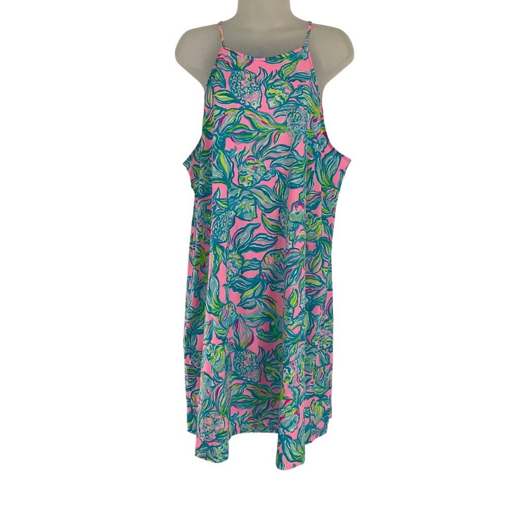 Lilly Pulitzer pelican pink Off the Scales Margot Swing Dress XL pima cotton